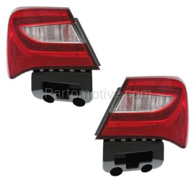 Aftermarket Replacement - TLT-1644L & TLT-1644R 2011-2014 Chrysler 200 (Sedan) Rear Quarter Panel Outer Body Mounted Taillight Assembly with Lens & Housing & Bulb SET PAIR Left Right Side - Image 2