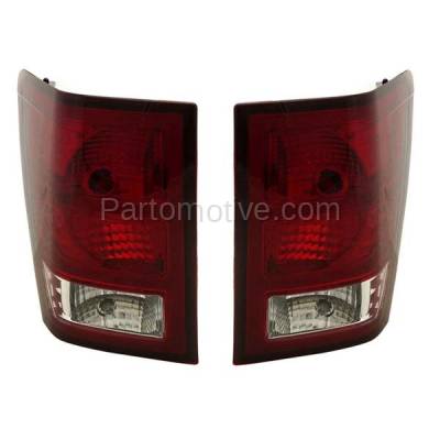Aftermarket Replacement - TLT-1380L & TLT-1380R 2007-2010 Grand Cherokee (3.0L 3.7L 4.7L 5.7L 6.1L Engine) Rear Taillight Assembly Red Clear Lens & Housing with Bulb PAIR SET Left & Right Side - Image 2