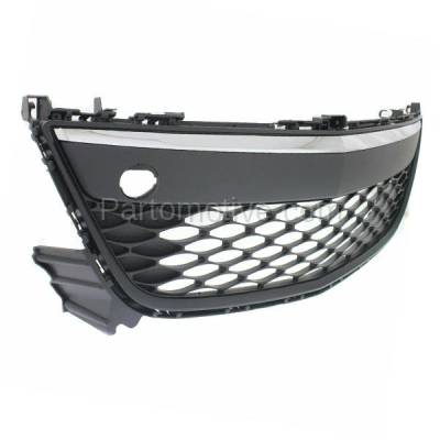 Aftermarket Replacement - GRL-2075 2010-2012 Mazda CX7 (4Cyl, 2.3L 2.5L Engine) (Models without Fog Light Holes) Front Center Grille Assembly Black with Chrome Trim Plastic - Image 2