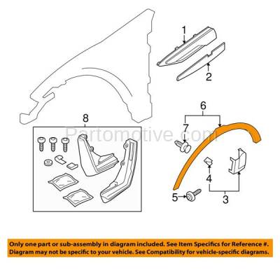 Aftermarket Replacement - FDF-1057R 2012-2016 Land Rover Range Rover Evoque (Models with Active Park Assist System) Front Fender Flare Molding Right Passenger Side - Image 3