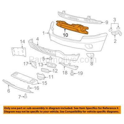Aftermarket Replacement - ABS-1036FC CAPA 2011-2013 Jeep Grand Cherokee (excluding SRT Models) Front Bumper Face Bar Impact Absorber Foam - Image 3